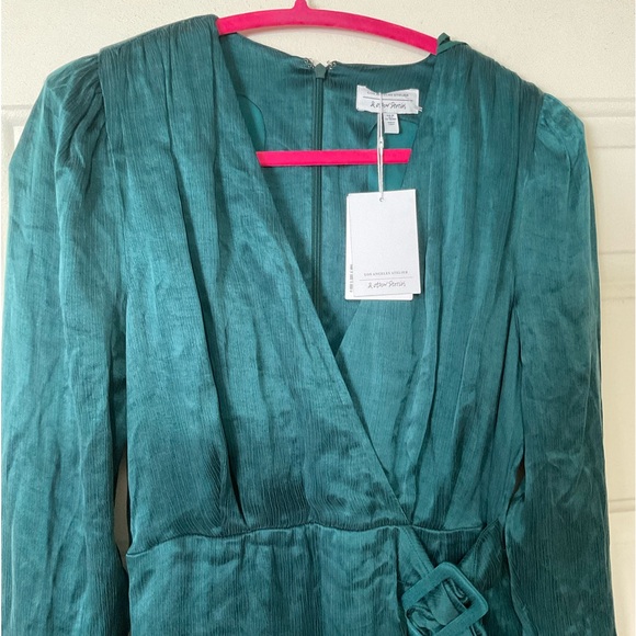 & Other Stories Satin Buckle Tie Mini Wrap Dress in Green - Picture 5 of 13